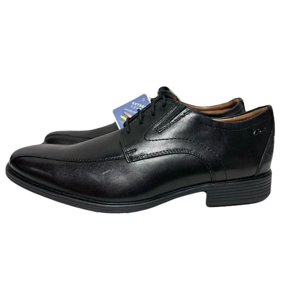 NEW Clarks Mens Size 13 Black Leather Whiddon Pace Oxford Dress Shoes *see pics*